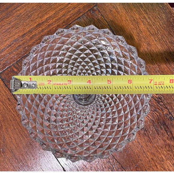 Vintage Sawtooth Diamond Point Small Glass Pedestal Bowl - Picture 7 of 10
